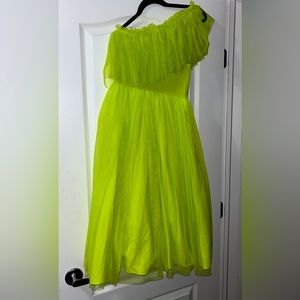 One shoulder dress- lime green